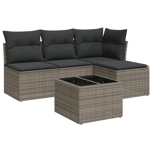 vidaXL sofasæt 5 dele med hynder polyrattan grå