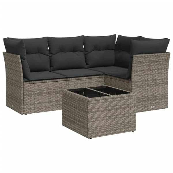 vidaXL sofasæt 5 dele med hynder polyrattan grå