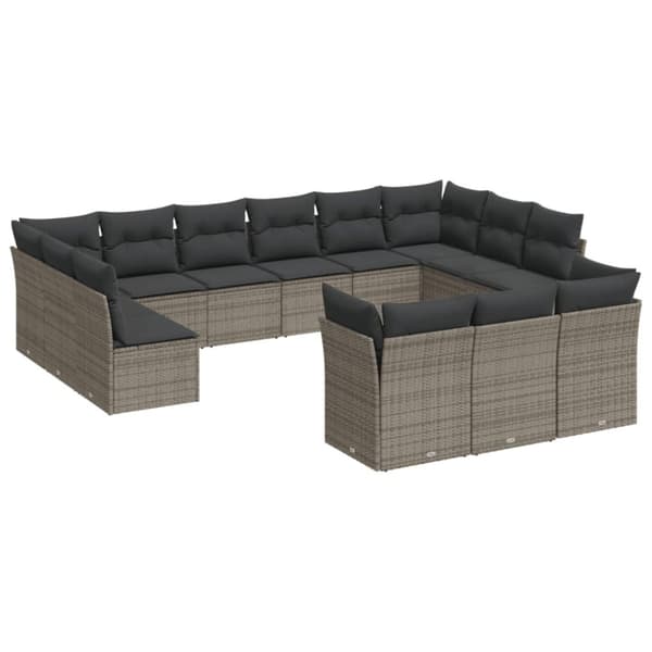 vidaXL sofasæt til haven 13 dele med hynder polyrattan grå