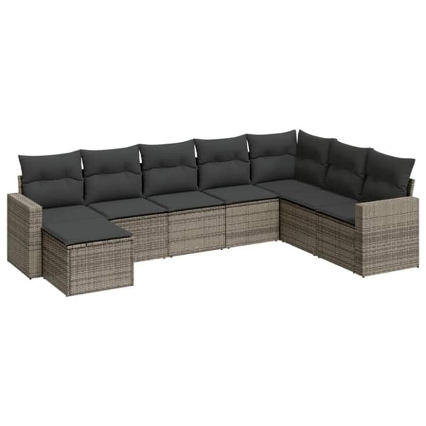 vidaXL sofasæt til haven 8 dele med hynder polyrattan grå