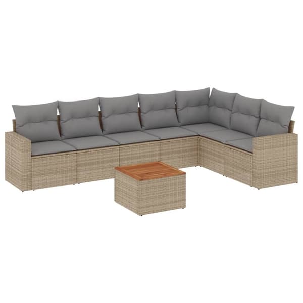 vidaXL sofasæt til haven 8 dele med hynder polyrattan beige