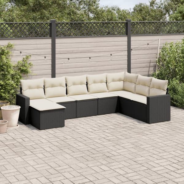 vidaXL sofasæt til haven 8 dele med hynder polyrattan sort