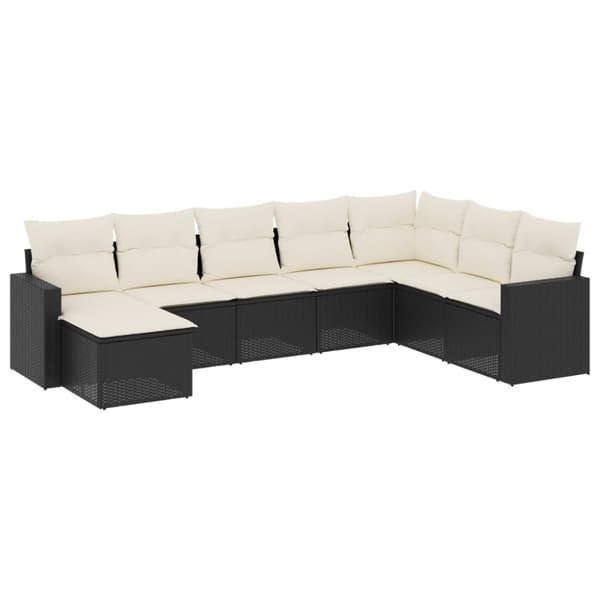 vidaXL sofasæt til haven 8 dele med hynder polyrattan sort