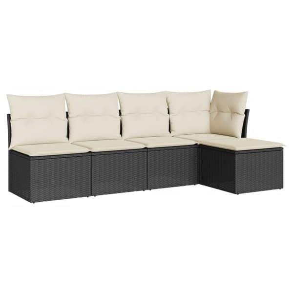 vidaXL sofasæt til haven 5 dele med hynder polyrattan sort