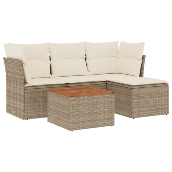 vidaXL sofasæt til haven 5 dele med hynder polyrattan beige