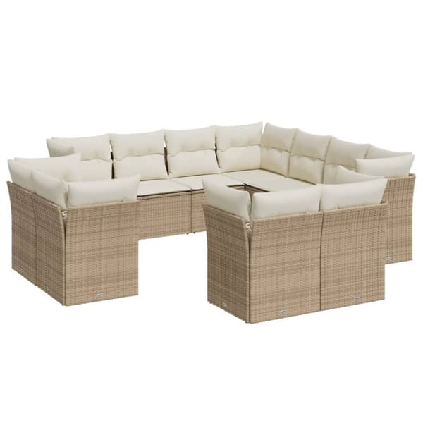 vidaXL sofasæt til haven 11 dele med hynder polyrattan beige