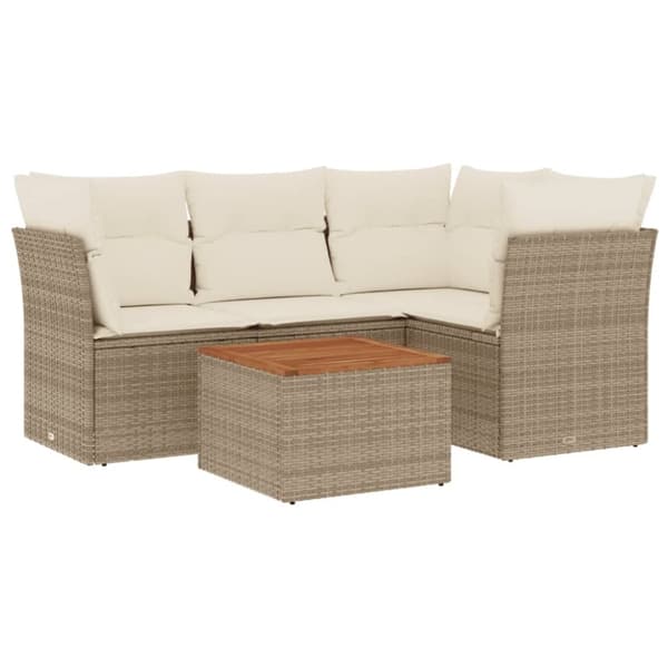 vidaXL sofasæt til haven 5 dele med hynder polyrattan beige
