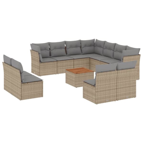 vidaXL sofasæt til haven 12 dele med hynder polyrattan beige