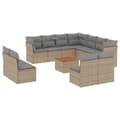 Miniatyrbillede 1 af 3: vidaXL sofasæt til haven 12 dele med hynder polyrattan beige