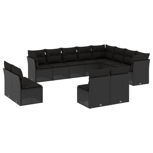 vidaXL sofasæt til haven 12 dele med hynder polyrattan sort