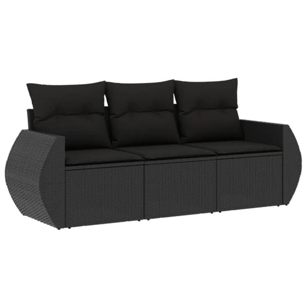 vidaXL sofasæt til haven 3 dele med hynder polyrattan sort