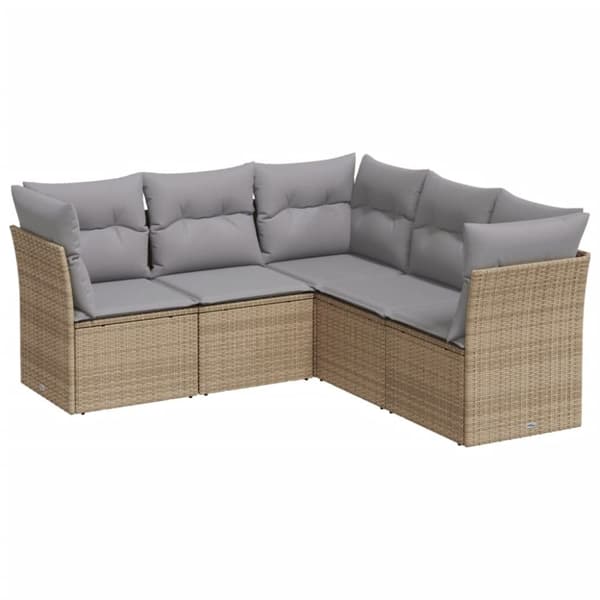 vidaXL sofasæt til haven 5 dele med hynder polyrattan beige