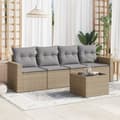 Miniatyrbillede 3 af 3: vidaXL sofasæt til haven 5 dele med hynder polyrattan beige