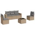 Miniatyrbillede 1 af 3: vidaXL sofasæt til haven 6 dele med hynder polyrattan beige