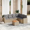 Miniatyrbillede 3 af 3: vidaXL sofasæt til haven 7 dele med hynder polyrattan beige