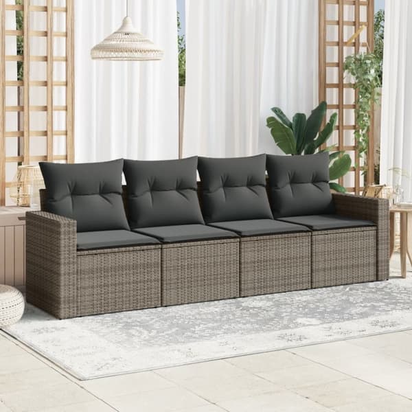 vidaXL sofasæt til haven 4 dele med hynder polyrattan grå
