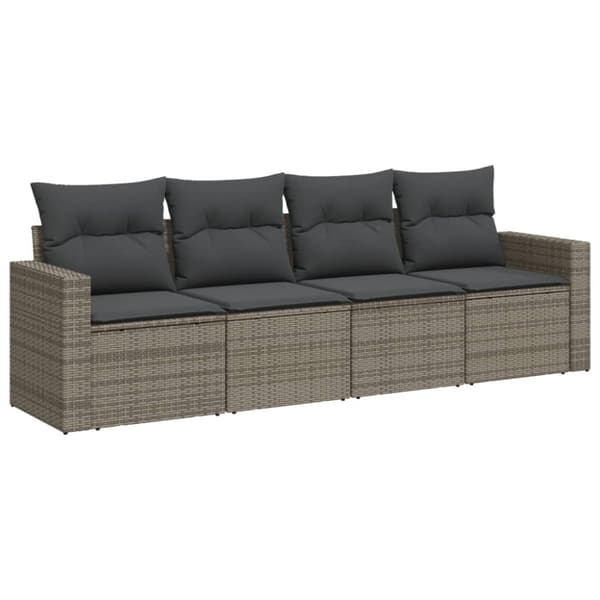 vidaXL sofasæt til haven 4 dele med hynder polyrattan grå