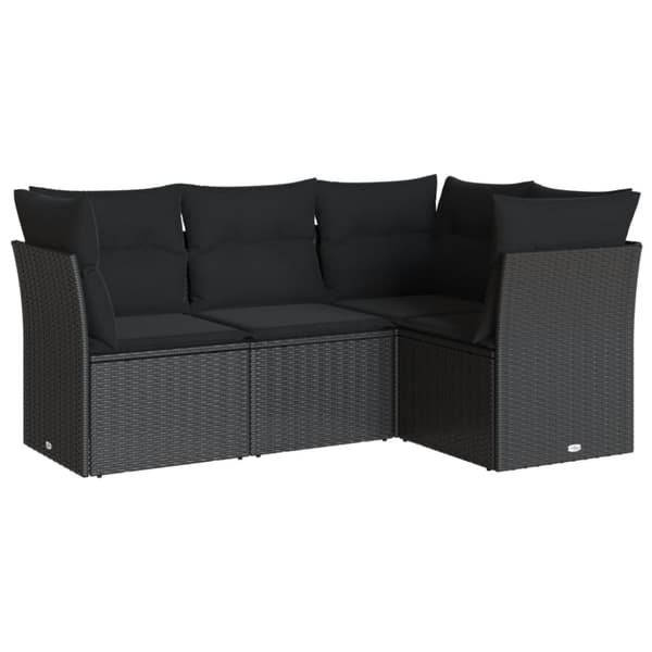 vidaXL sofasæt til haven 4 dele med hynder polyrattan sort