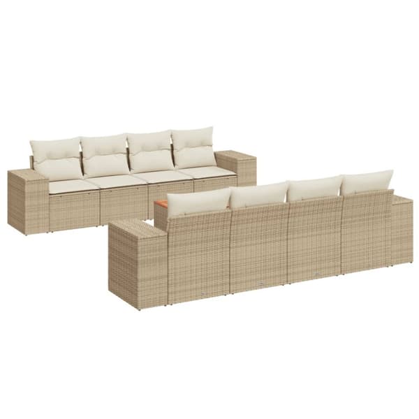 vidaXL sofasæt til haven 9 dele med hynder polyrattan beige
