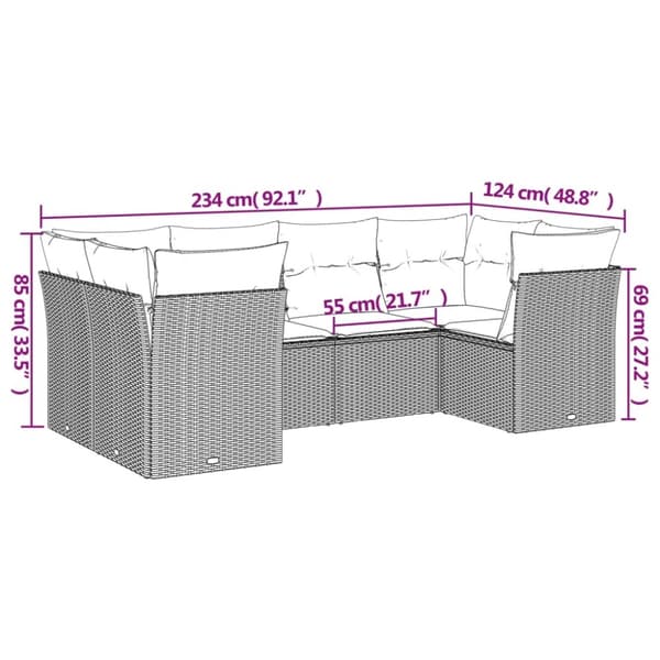 vidaXL sofasæt til haven 6 dele med hynder polyrattan beige