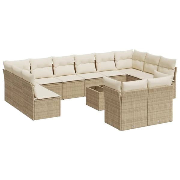 vidaXL sofasæt til haven 13 dele med hynder polyrattan beige