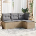 Miniatyrbillede 3 af 3: vidaXL sofasæt til haven 4 dele med hynder polyrattan beige