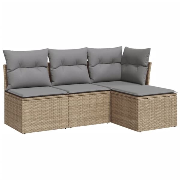 vidaXL sofasæt til haven 4 dele med hynder polyrattan beige