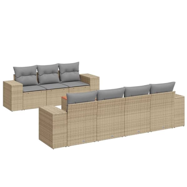 vidaXL sofasæt til haven 8 dele med hynder polyrattan beige