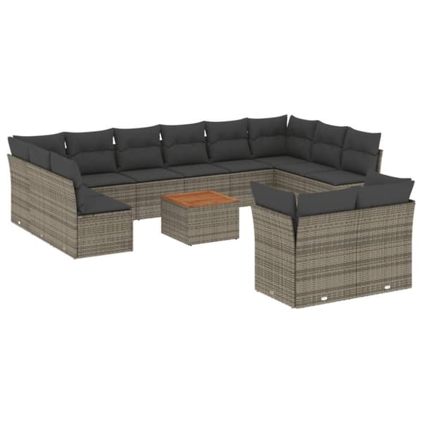 vidaXL sofasæt til haven 13 dele med hynder polyrattan grå