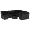 Miniatyrbillede 1 af 3: vidaXL sofasæt til haven 11 dele med hynder polyrattan sort