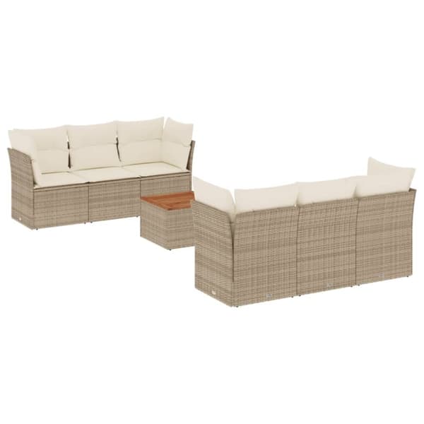 vidaXL sofasæt til haven 7 dele med hynder polyrattan beige