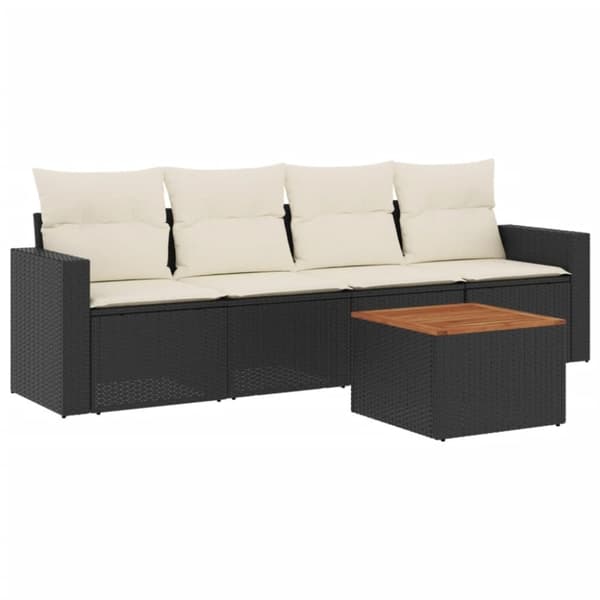 vidaXL sofasæt til haven 5 dele med hynder polyrattan sort