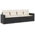 Miniatyrbillede 1 af 3: vidaXL sofasæt til haven 4 dele med hynder polyrattan sort