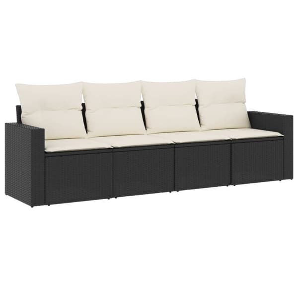vidaXL sofasæt til haven 4 dele med hynder polyrattan sort