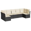 Miniatyrbillede 1 af 3: vidaXL sofasæt til haven 7 dele med hynder polyrattan sort