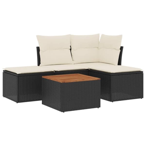 vidaXL sofasæt til haven 5 dele med hynder polyrattan sort