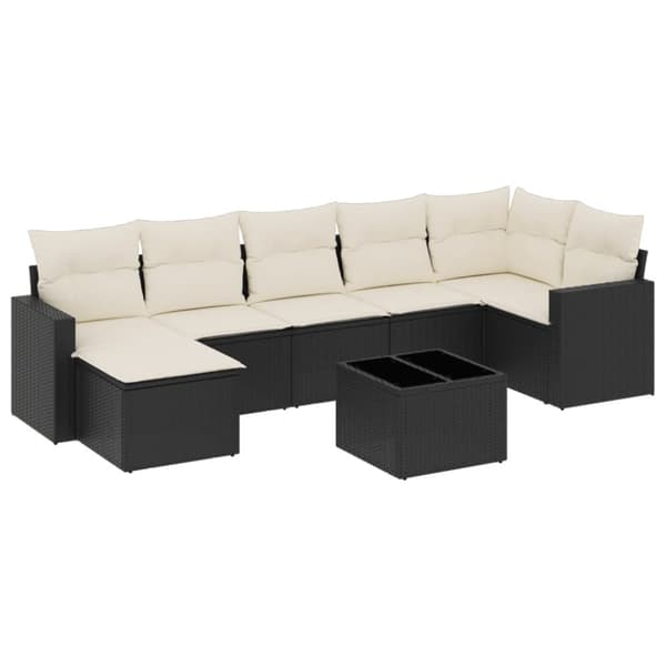 vidaXL sofasæt til haven 8 dele med hynder polyrattan sort