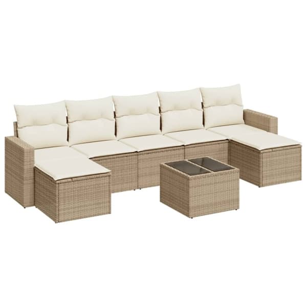 vidaXL sofasæt til haven 8 dele med hynder polyrattan beige
