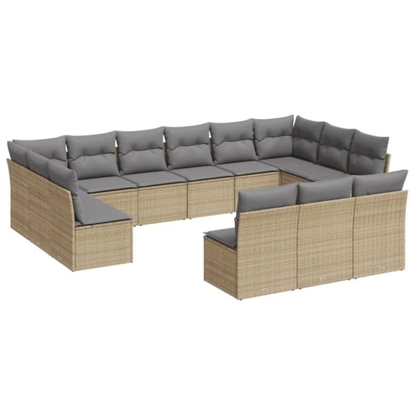 vidaXL sofasæt til haven 13 dele med hynder polyrattan beige