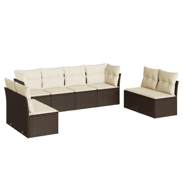 vidaXL sofasæt til haven 8 dele med hynder polyrattan brun