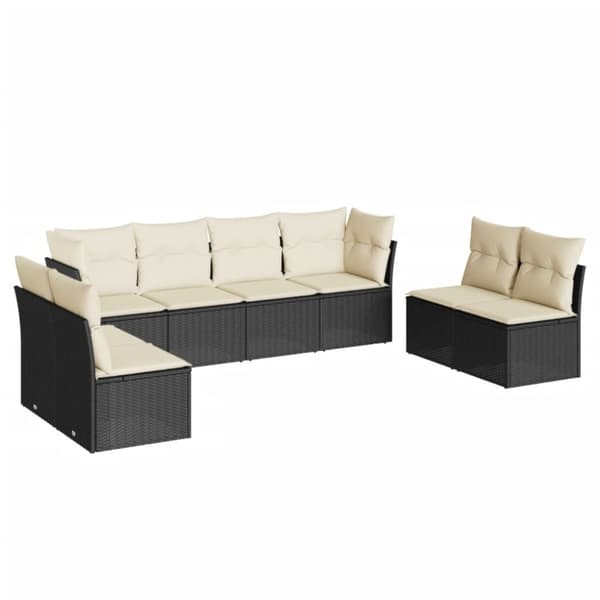 vidaXL sofasæt til haven 8 dele med hynder polyrattan sort