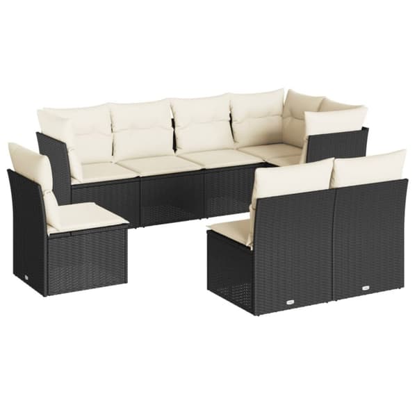 vidaXL sofasæt til haven 8 dele med hynder polyrattan sort