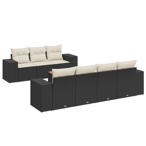vidaXL sofasæt til haven 8 dele med hynder polyrattan sort