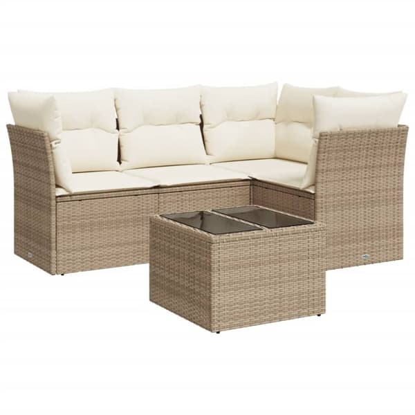vidaXL sofasæt til haven 5 dele med hynder polyrattan beige