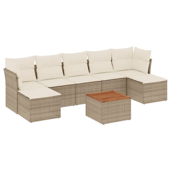 vidaXL sofasæt til haven 8 dele med hynder polyrattan beige