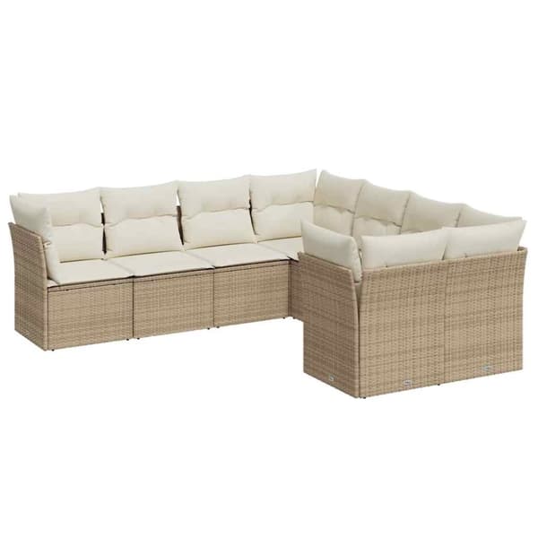 vidaXL sofasæt til haven 8 dele med hynder polyrattan beige