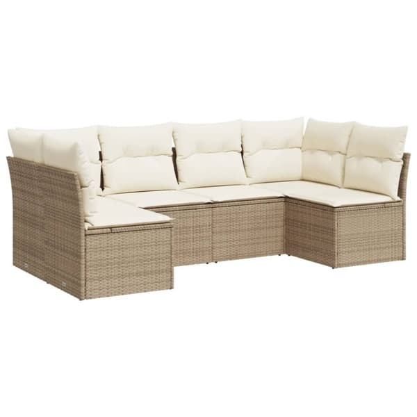 vidaXL sofasæt til haven 6 dele med hynder polyrattan beige