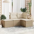 Miniatyrbillede 3 af 3: vidaXL sofasæt til haven 4 dele med hynder polyrattan beige
