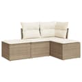 Miniatyrbillede 1 af 3: vidaXL sofasæt til haven 4 dele med hynder polyrattan beige