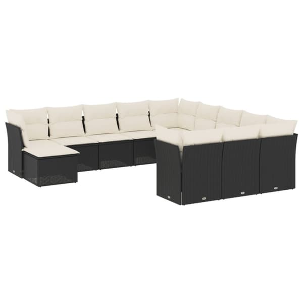 vidaXL sofasæt til haven 12 dele med hynder polyrattan sort